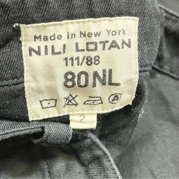 Nili Lotan Paris Cropped Pants Relaxed Fit Dropped Crotch in Black Sz 2 - Picture 9 of 10